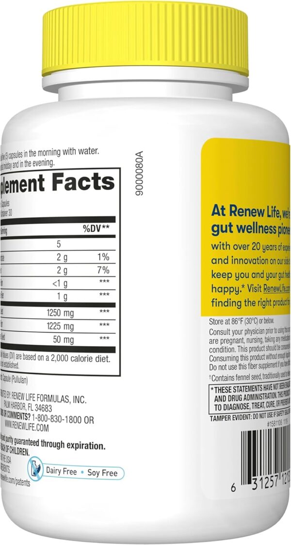 Renew Life Adult Daily Digestive Prebiotic Fiber Capsules - Image 2